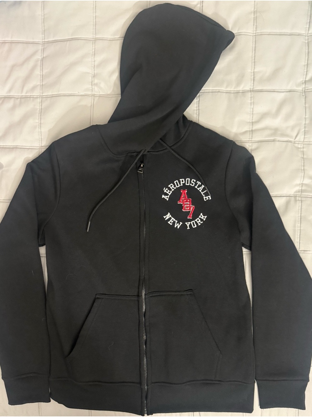 Aeropostale Black Zip Hoodie with Red Logo